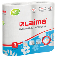 Бумажные полотенца Laima 128726, в рулоне, белые, 30м, 2 слоя, 2 рулона