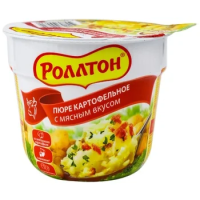 Картофельное пюре быстрого приготовления Роллтон с мясным вкусом, с сухариками, 40г