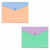 Папка-конверт с кнопкой ERICH KRAUSE 'Matt Pastel Bloom', А5+, до 120 л., с карманом, ассорти, 0,18