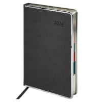 Ежедневник датированный 2026 А5 148х218 мм, GALANT 'Infinity Silver', под кожу, серый, 117499