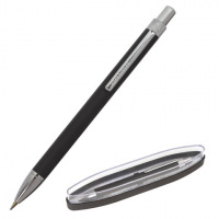 Ручка бизнес-класса шариковая BRAUBERG Allegro, СИНЯЯ, корпус черный с хромированными деталями, лини