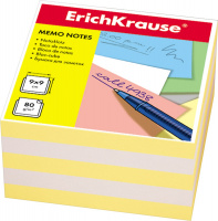 Блок для записей непроклеенный Erich Krause желтый с белым, 90х90х50мм, 2721