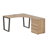 Стол эргономичный с тумбой EVCET 1318(R) Дуб Денвер светлый/Мокко 1360х1880х750 EDIS