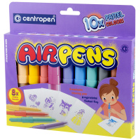 Фломастеры воздушные Centropen 'AirPens Pastel', 10цв.+8 трафаретов, картон. упаковка, европодвес
