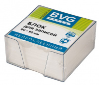 Блок для записей непроклеенный Bvg белый, 90х90х45мм, в прозрачном боксе