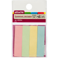 Клейкие закладки бумажные Attache 4 цвета, 12х50 мм, 100 листов