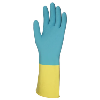 Перчатки латексные Household Gloves Bi-color р.L, сине-желтые