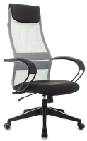 Кресло руководителя Бюрократ CH-607 светло-серый TW-02 сиденье черный сетка/ткань с подголов. кресто