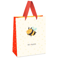 Пакет подарочный 11*14*6,5см MESHU 'Bee for you', выборочный лак, матовая ламинация