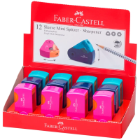 Точилка пластиковая Faber-Castell 'Sleeve Mini' 1 отверстие, контейнер, розов./оранж., бирюзовая