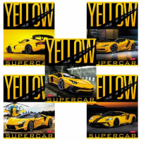 Тетрадь А5 48 л. HATBER скоба, клетка, обложка картон, 'YELLOWsupercar' (5 видов в спайке), 48Т5В1