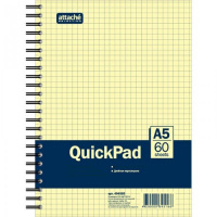 Тетрадь общая Quickpad Yellow Pad, А5, 60 листов, в клетку, на спирали, ламинированный картон