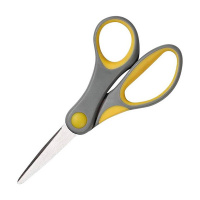 Ножницы детские Attache 13см, серо-желтые, прорезиненные анатомические ручки