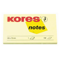 Блок для записей с клейким краем Kores желтый, пастельный, 125х75мм, 100 листов