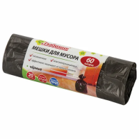 Мешки для мусора 60 л, черного цвета в рулоне 20 шт., ПНД, 5 мкм, 57х65 см (±5%), эконом, ЛЮБАША