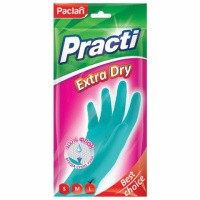 Перчатки резиновые Paclan Practi Extra Dry р.L, х/б напыление, флок