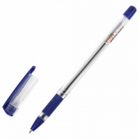 Ручка шариковая масляная с грипом STAFF 'Basic OBP-11', СИНЯЯ, узел 1 мм, линия письма 0,5 мм, 14374