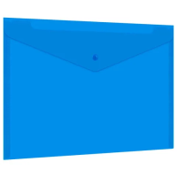 Папка-конверт с кнопкой прозрачная А4, BRAUBERG 'UNIVERSAL', до 100 листов, синяя, 0,15 мм, 273071