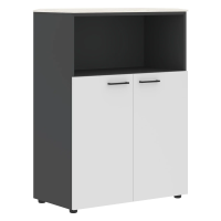 Шкаф с глухими малыми дверьми и топом JMC 85.3 Ясень белый/Антрацит 856х452х1184 JAY