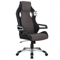 Кресло геймера Brabix Techno GM-002 ткань, черно-серая, вставки белые, крестовина пластик
