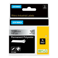 Лента для принтера этикеток Dymo Rhino 12мм х 5.5м, черный/металлик, полиэстер, S0718180