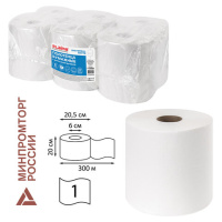 Полотенца бумажные с центральной вытяжкой 300 м, LAIMA (M2) UNIVERSAL WHITE, 1-слойные, белые, КОМПЛ