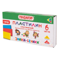 Пластилин классический ПИФАГОР 'ЭНИКИ-БЕНИКИ СУПЕР', 6 цветов, 120 г, стек, 106428