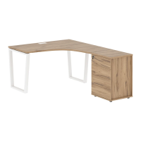 Стол эргономичный с тумбой EVCET 1318(R) Дуб Денвер светлый/Белый 1360х1880х750 EDIS