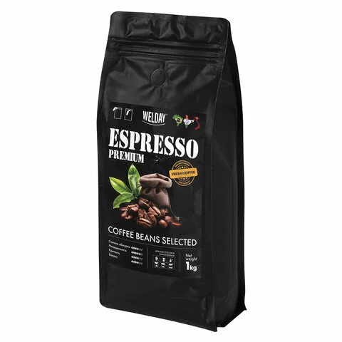 Кофе в зернах Welday Espresso Premium, 1кг фото: Кофе в зернах Welday Espresso Premium, 1кг