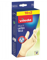 Перчатки VILEDA Multi Care with Camomile lotion одноразовые с бальзамом M/L, 10+2 шт
