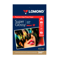 Фотобумага для струйных принтеров Lomond А5, 20 листов, 260г/м2, суперглянцевая, 1103104