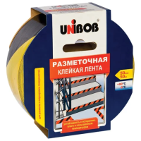 Клейкая лента разметочная Unibob 50мм х 50м, желто-черная