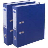 Папка-регистратор OfficeSpace, 70мм, бумвинил, с карманом на корешке, синяя