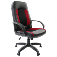 Кресло руководителя Brabix Strike EX-525 экокожа, черная, ткань, черная-бордовая, крестовина пластик