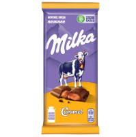 Шоколад Milka молочный с карамелью, 90г