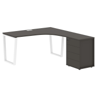 Стол эргономичный с тумбой EVCET 1518(R) Мокко/Белый 1560х1880х750 EDIS