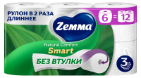 Туалетная бумага Zemma Natural Comfort Smart 3-слойная 6 рулонов