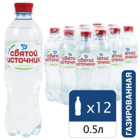 Вода питьевая Святой Источник газ, 500мл х 12шт, ПЭТ