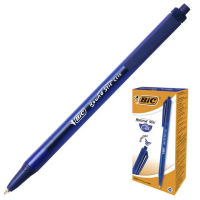 Шариковая ручка автоматическая Bic Round Stic Clic синяя, 0.4мм, синий корпус, одноразовый