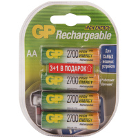 Аккумулятор Gp AA/HR06, 2650mAh, 4шт/уп, с зарядным устройством