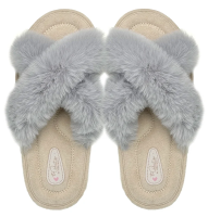 Тапочки женские Lucky Land перекрестное плетение с мехом