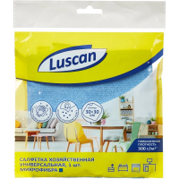 Салфетка хозяйственная Luscan 30х30см, синяя, микрофибра