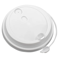 Крышка для одноразовых стаканов Озлп/взлп d=90мм, белая, с закрывающимся носиком, 50шт/уп