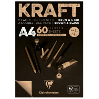 Скетчбук - блокнот 60л., А4 Clairefontaine 'Kraft', на склейке, 90г/м2, верже, черный/крафт