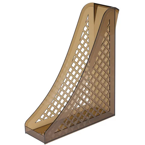фото: Лоток вертикальный для бумаг BRAUBERG ECO, 240х80х290 мм, сетчатый, дымчатый, 239015