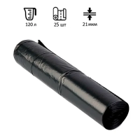 Мешки для мусора Ромашка Стандарт 120л, ПВД, 68х105см, 21мкм, 25шт, черного цвета, в рулоне