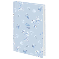 Ежедневник датированный 2026 145х215 мм, А5, STAFF, ламинированная обложка, 'Blue Flowers', 117316
