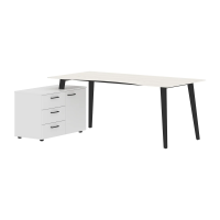 Стол руководителя с тумбой JCT 1813(L) Ясень белый/Антрацит 1800х1300х750 JAY