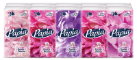 Платочки носовые Papia Нежное цветение трехслойные, 10шт x 10 уп