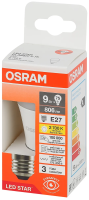 Лампа светодиодная Osram E27 9Вт шар теплый белый